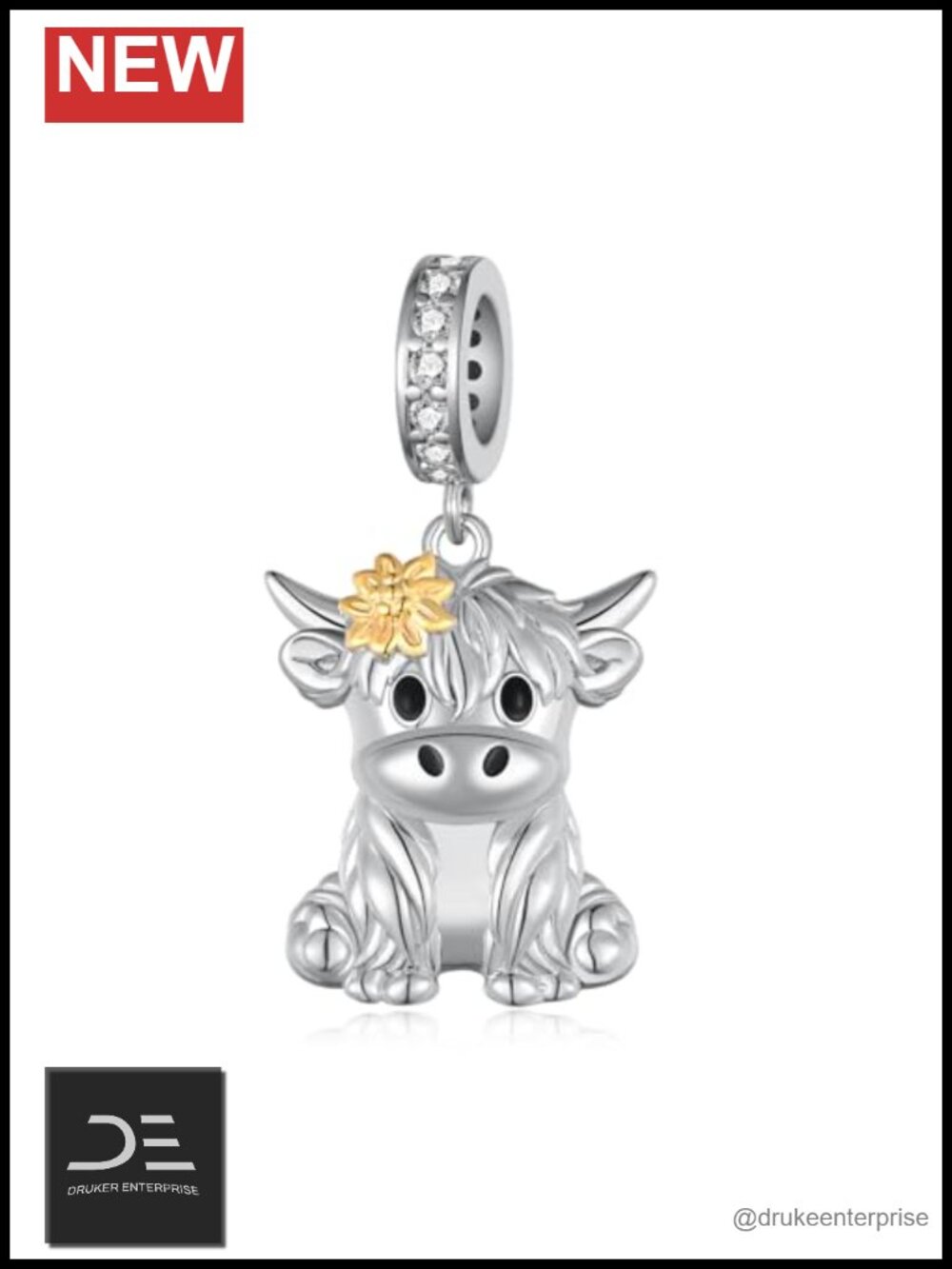 Highland Cow Charm 925 Sterling Silver Bracelet Charm Animal Jewelry Gift